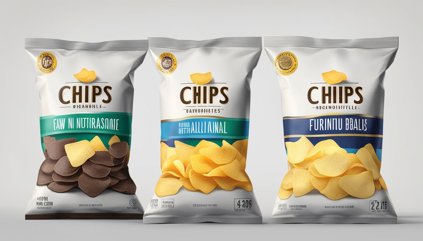 Two bags of chips side by side, each with a clear view of the nutritional information label