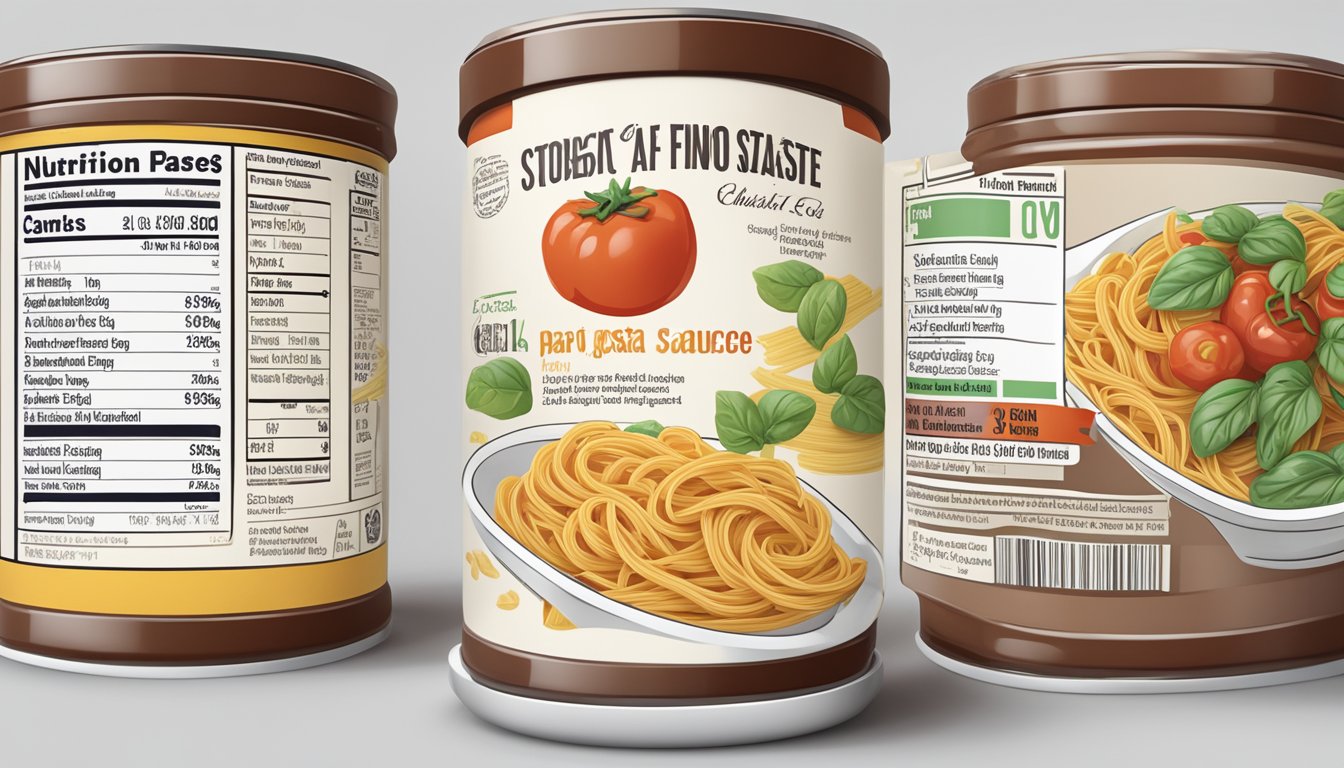 Two jars of pasta sauce side by side with nutritional labels visible