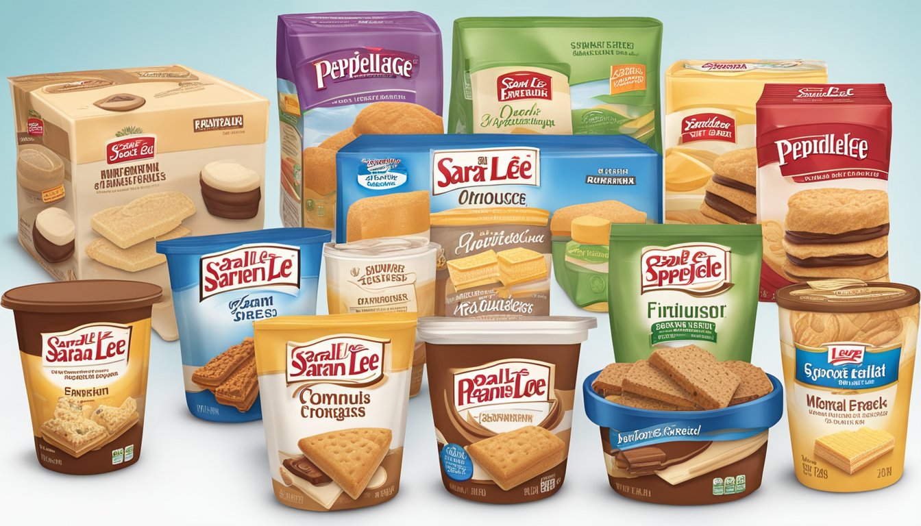 A table with various Sara Lee and Pepperidge Farm products displayed side by side for comparison