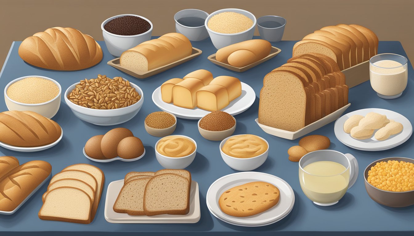 A table with various bread alternatives from Sara Lee and Pepperidge Farm, including gluten-free and whole grain options