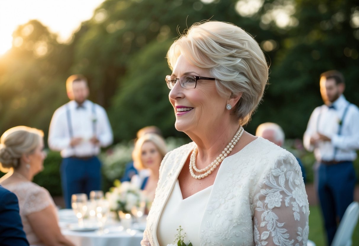 The groom's mother contributes to the wedding by paying for the rehearsal dinner, her own attire, and possibly the honeymoon