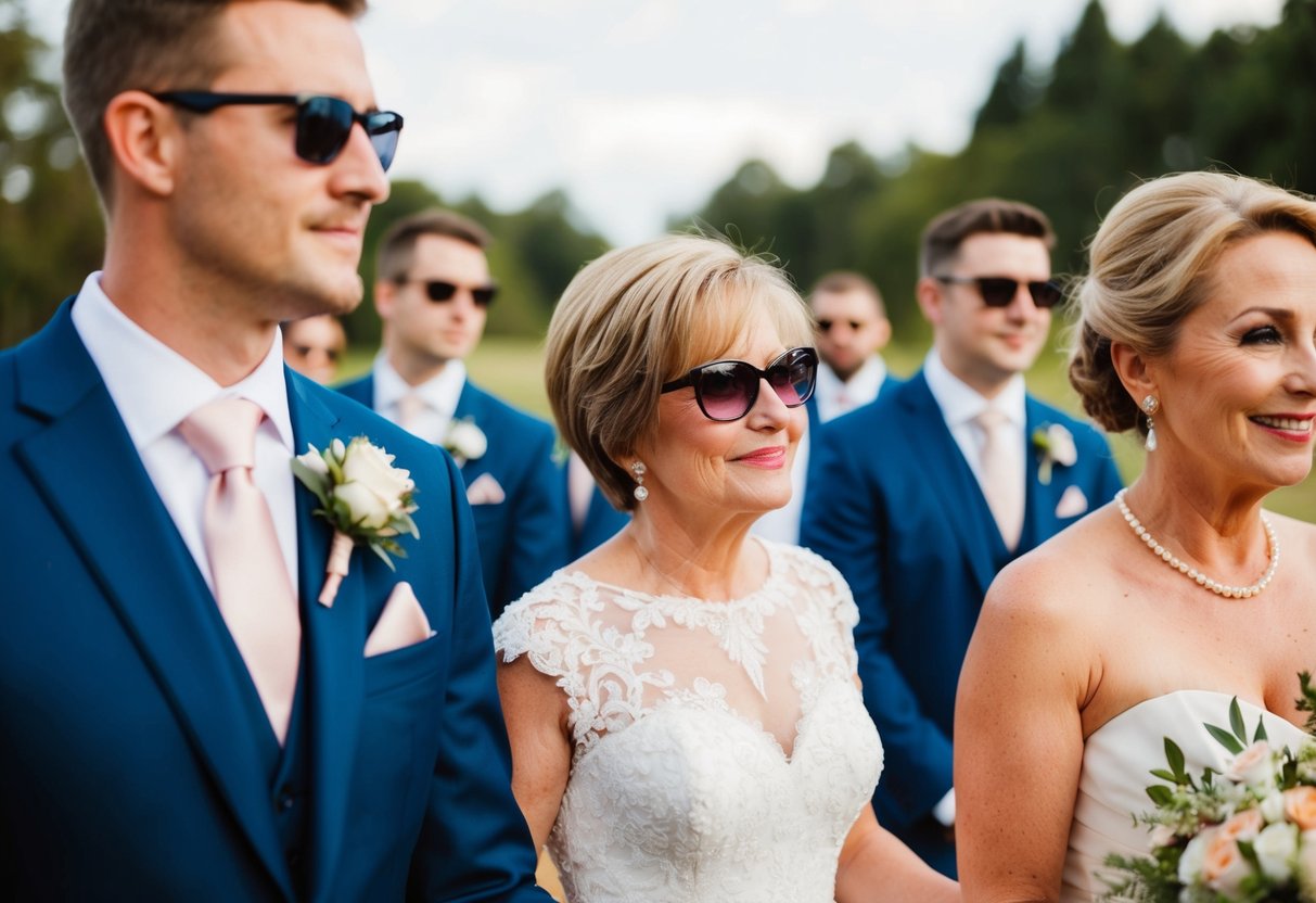 The mother of the groom should avoid wearing the same color as the wedding party
