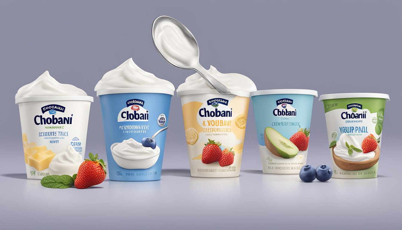 A spoonful of Chobani and Fage yogurt side by side, showcasing their different textures and taste profiles