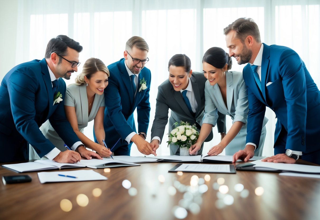 A group of professionals working together to plan and execute a wedding, using their expertise to minimize the potential for regret