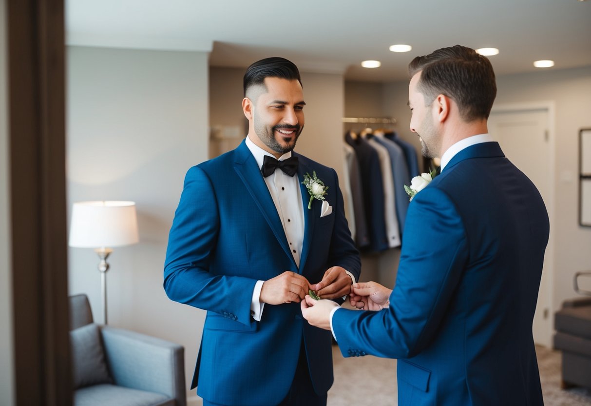 The best man pays for the groom's suit fitting and rental