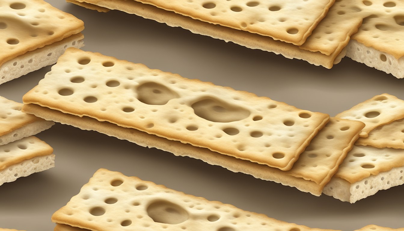 A stack of Wasa crackers with visible signs of mold and discoloration