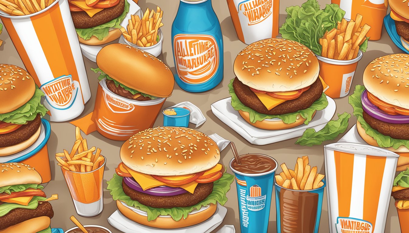 A colorful display of Whataburger's All-Time Favorites and Limited Editions menu items, featuring enticing images of burgers, fries, and drinks