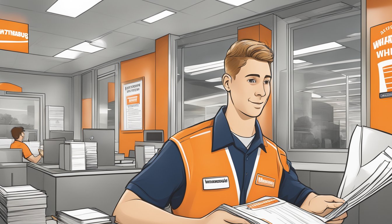 A person in a Whataburger uniform receiving career development training materials