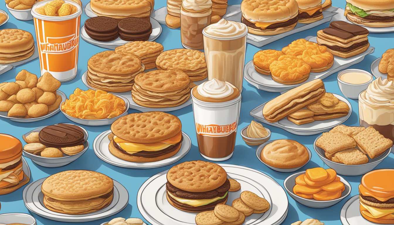 A colorful array of biscuit varieties displayed on the Whataburger breakfast menu