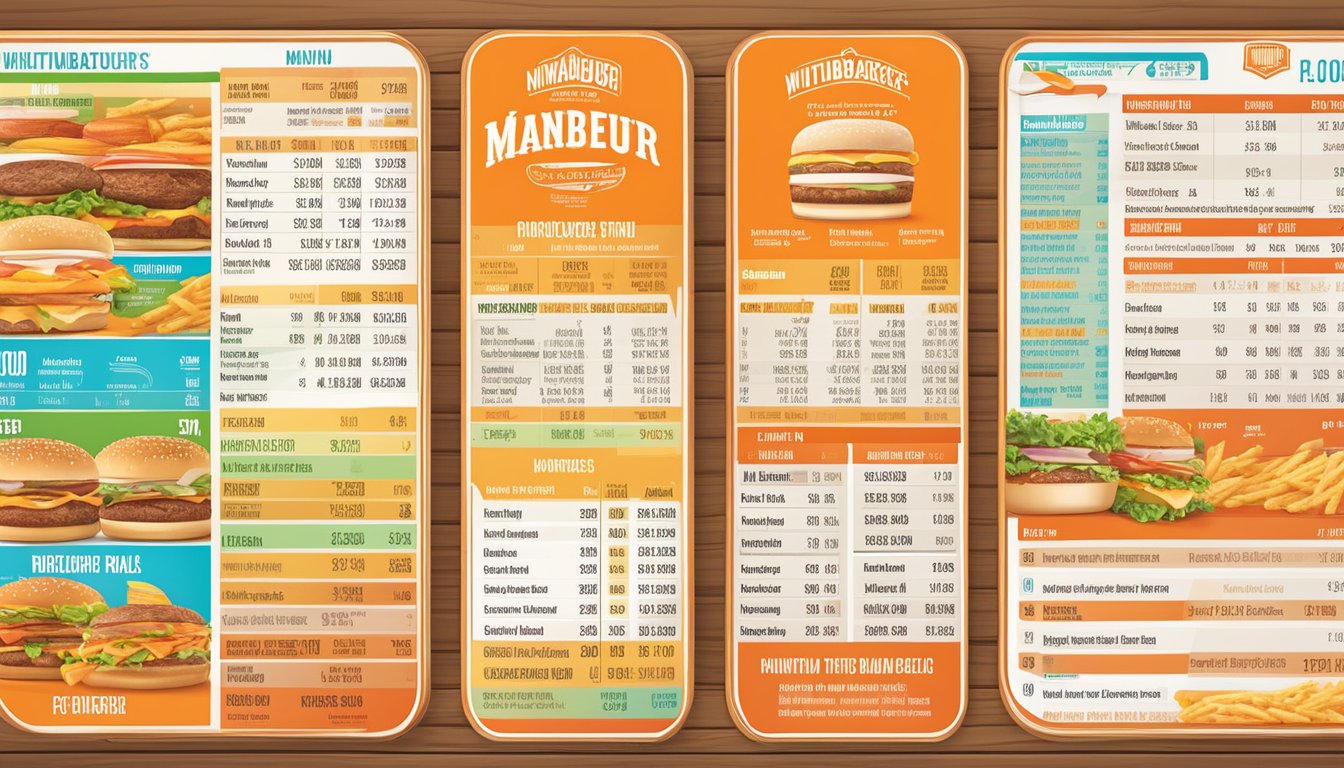 A colorful menu board displays Whataburger's nutritional information and prices