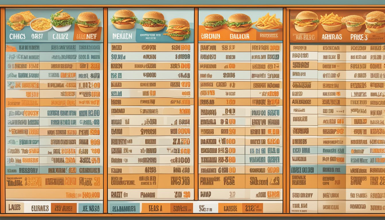 A colorful menu board displays various chicken selections at Whataburger with corresponding prices