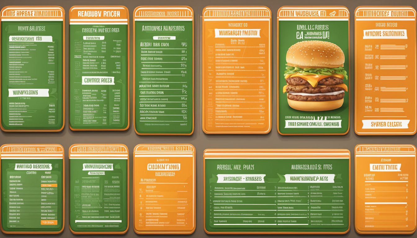 A colorful menu board displays Whataburger's nutritional information and prices