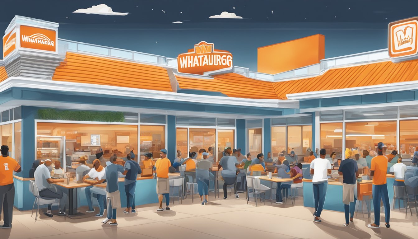 A bustling Whataburger restaurant in Las Vegas with local businesses and organizations collaborating on community initiatives