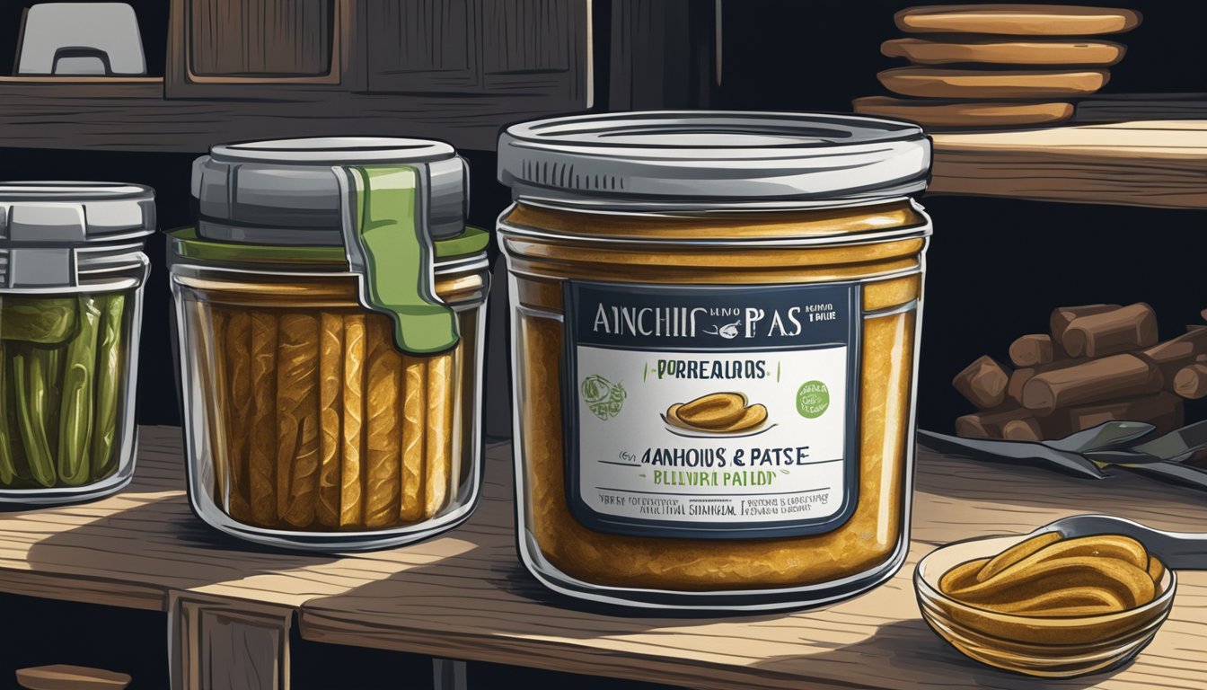 Anchovy paste stored in a sealed container in a cool, dark pantry