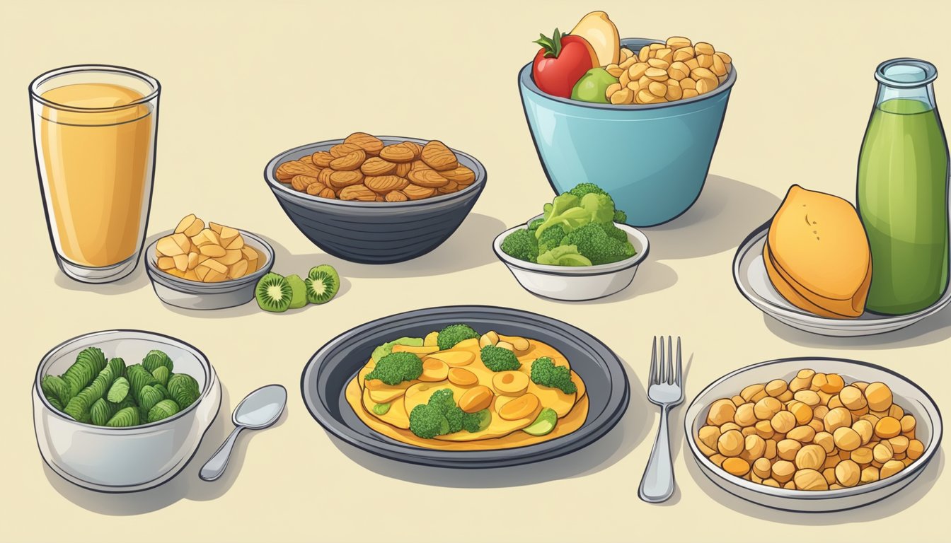 A table displaying various food items and their corresponding nutritional values, including calories, fat, protein, and carbohydrates