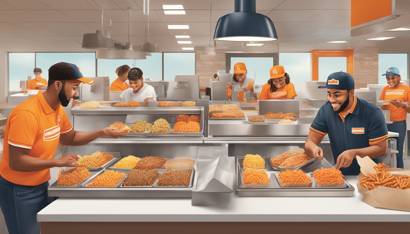 Customers at Whataburger customizing their orders with animal style toppings