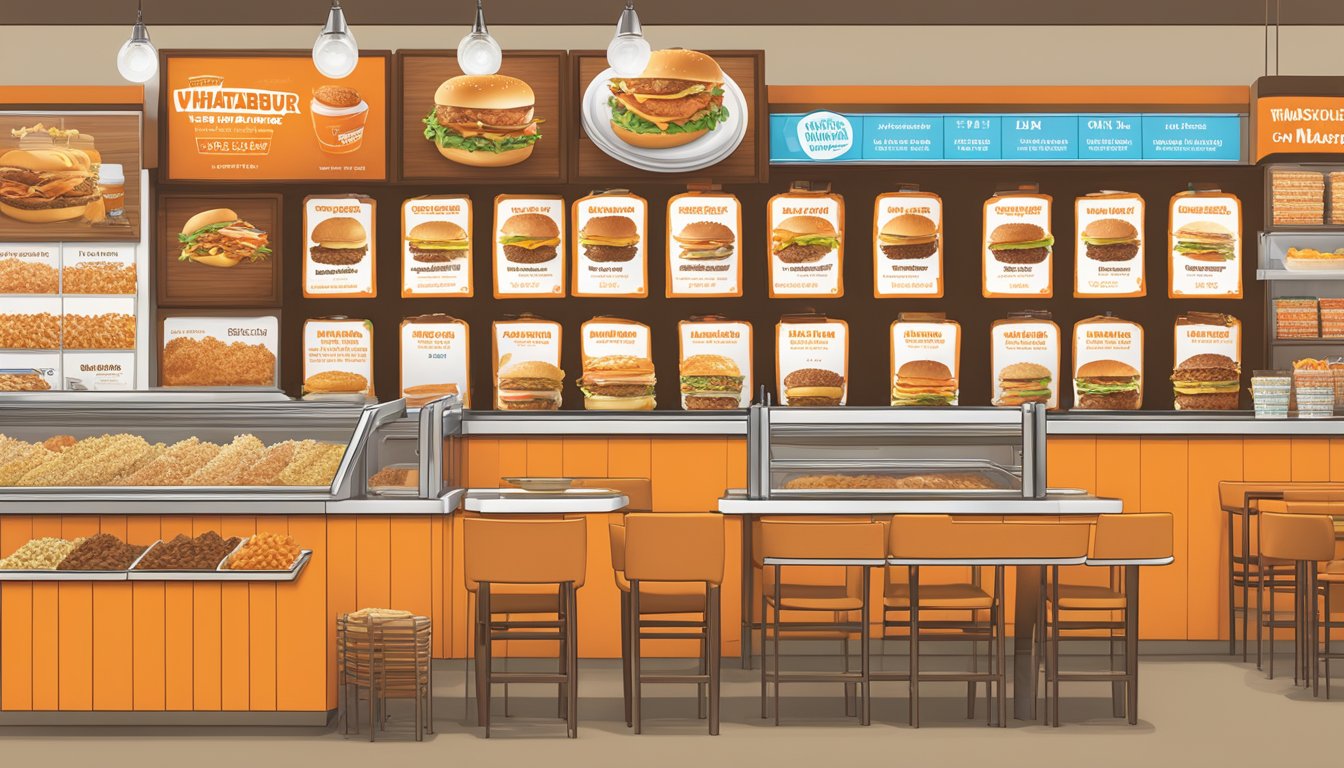 A Whataburger meal with animal style toppings on an extended menu display