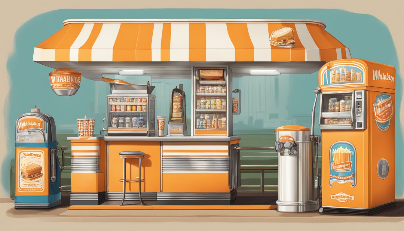 A vintage Whataburger shake machine surrounded by classic shake flavors and historical memorabilia