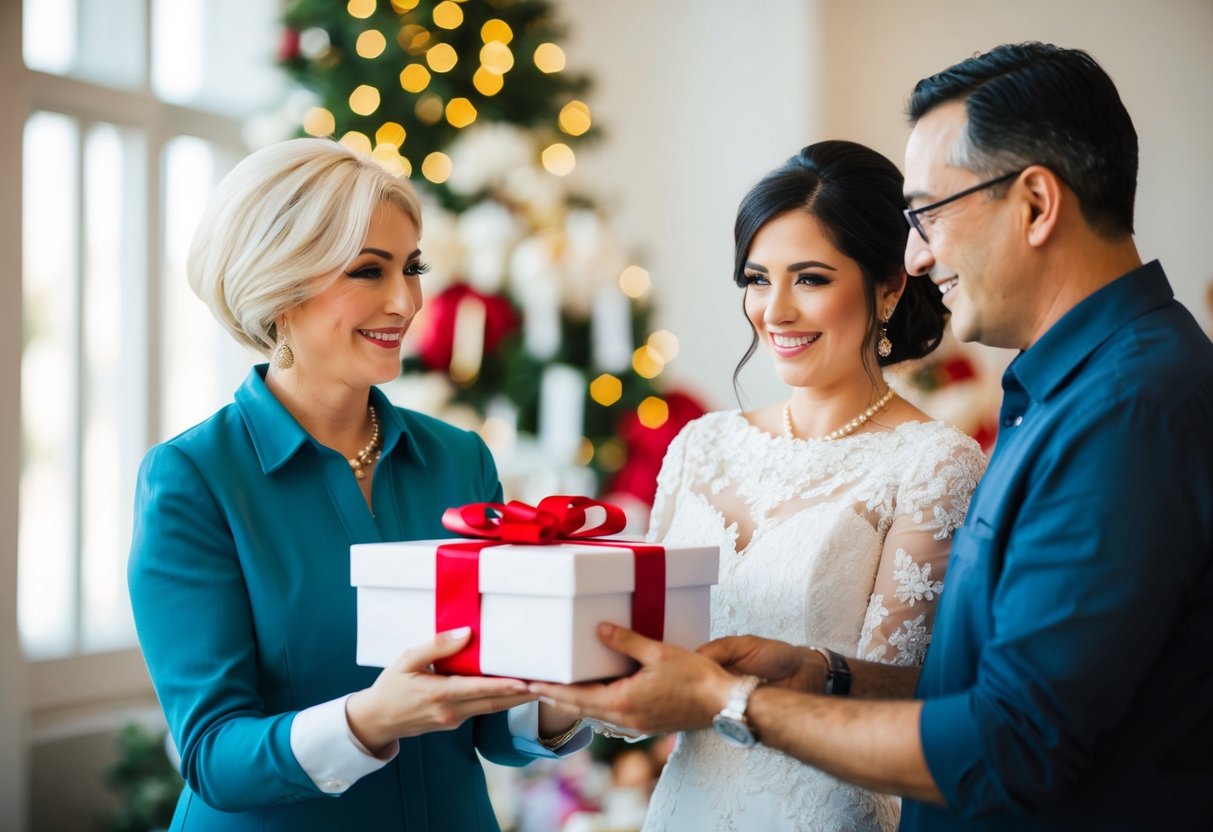 Parents select and purchase a wedding gift for the bride