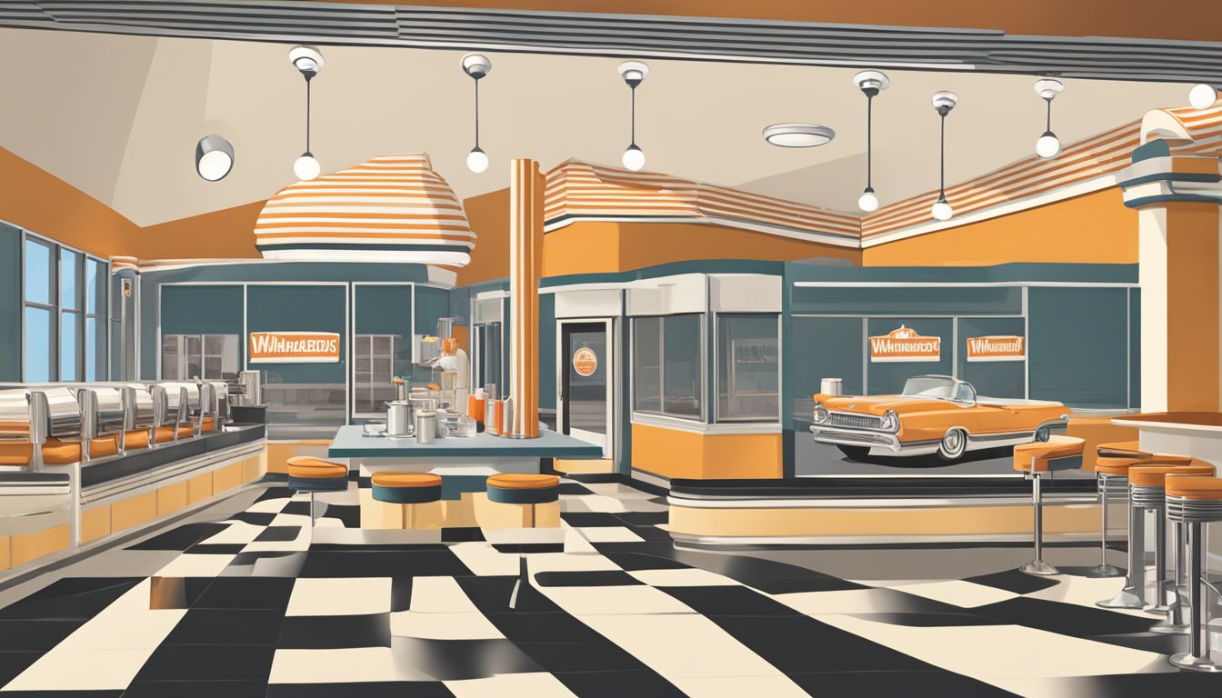 A vintage Whataburger milkshake being made in a classic diner setting