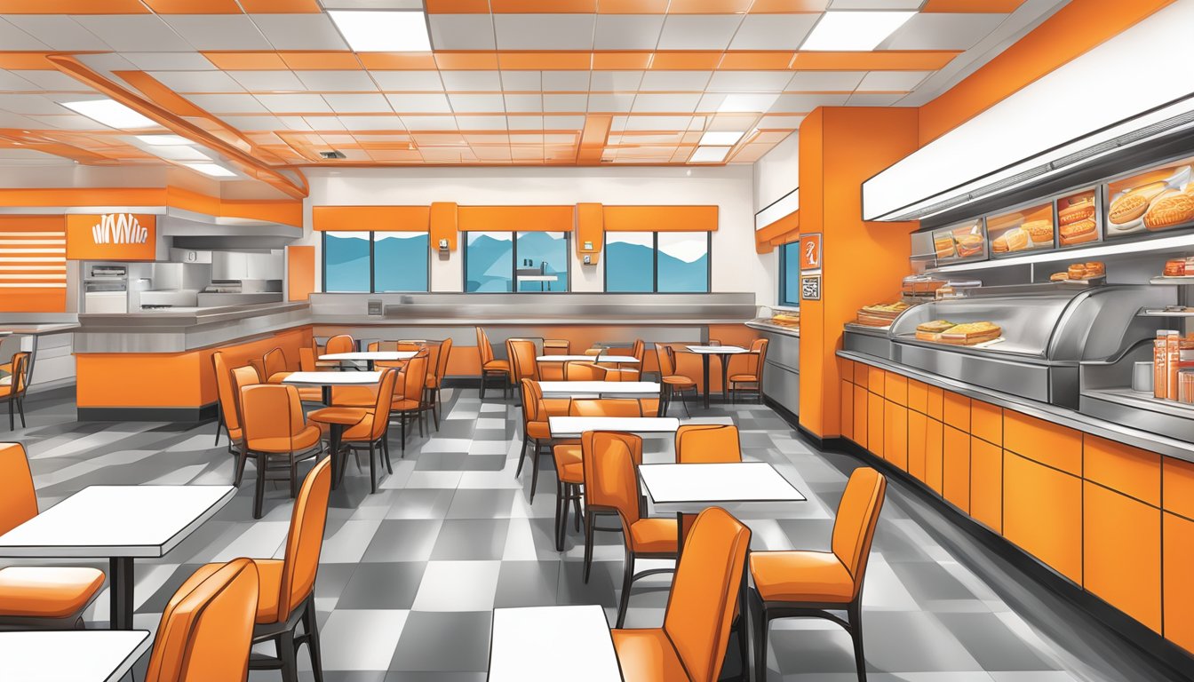 A bustling Whataburger restaurant in Colorado, with a vibrant and inviting atmosphere, featuring the iconic orange and white color scheme