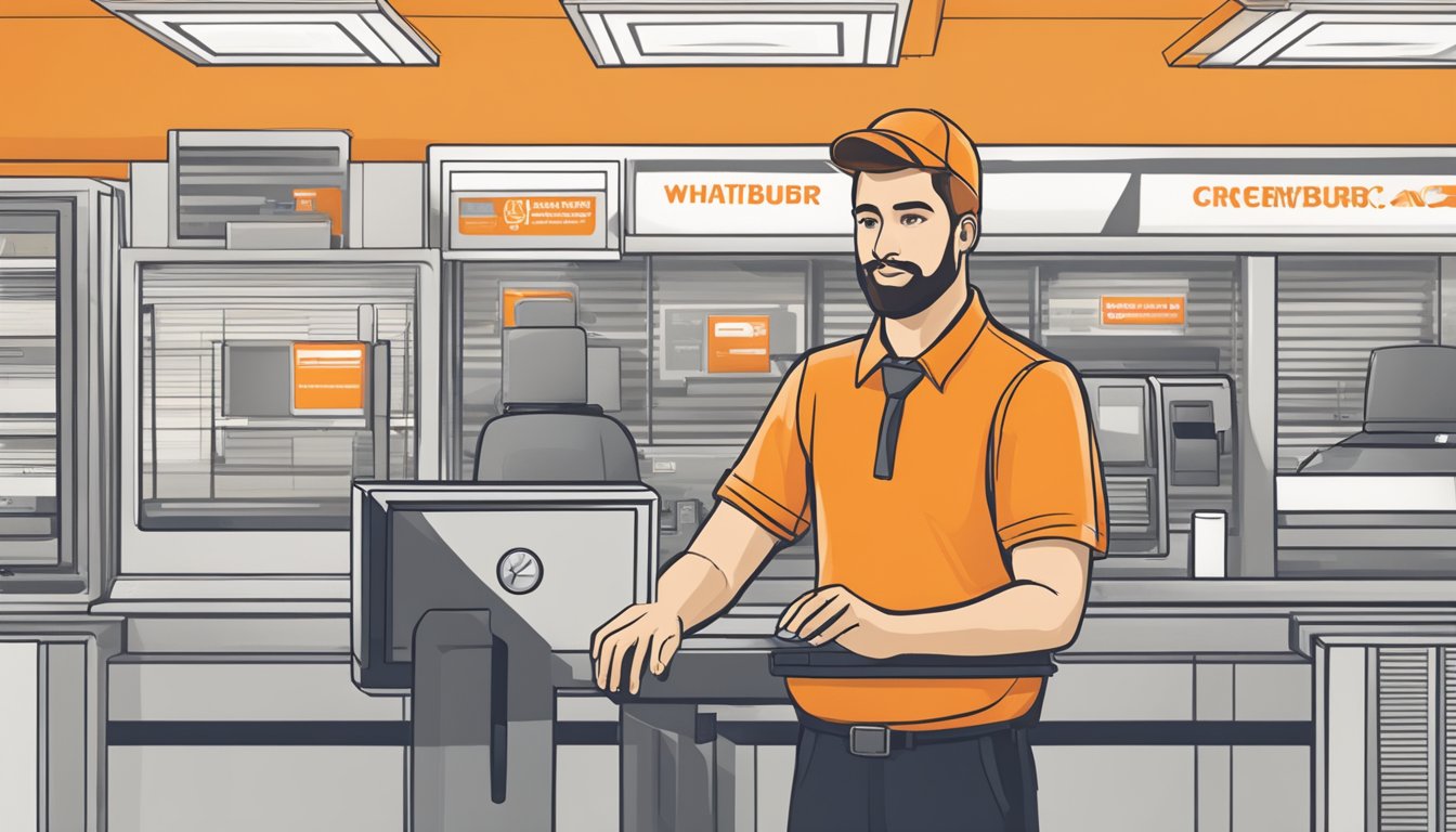 A paperless employee at Whataburger accessing a secure digital system for privacy and security protocols