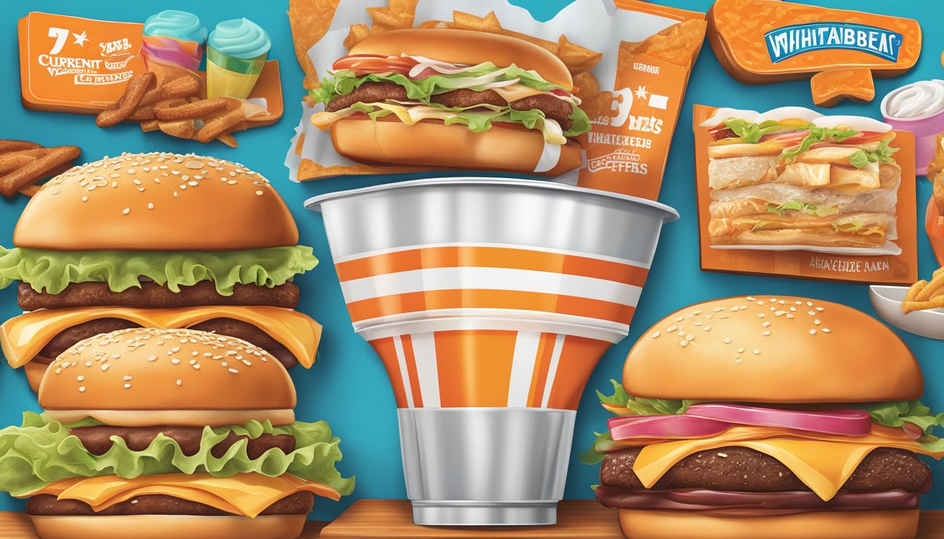 A colorful menu board displaying "Current Deals and Offers" for a Whataburger deal