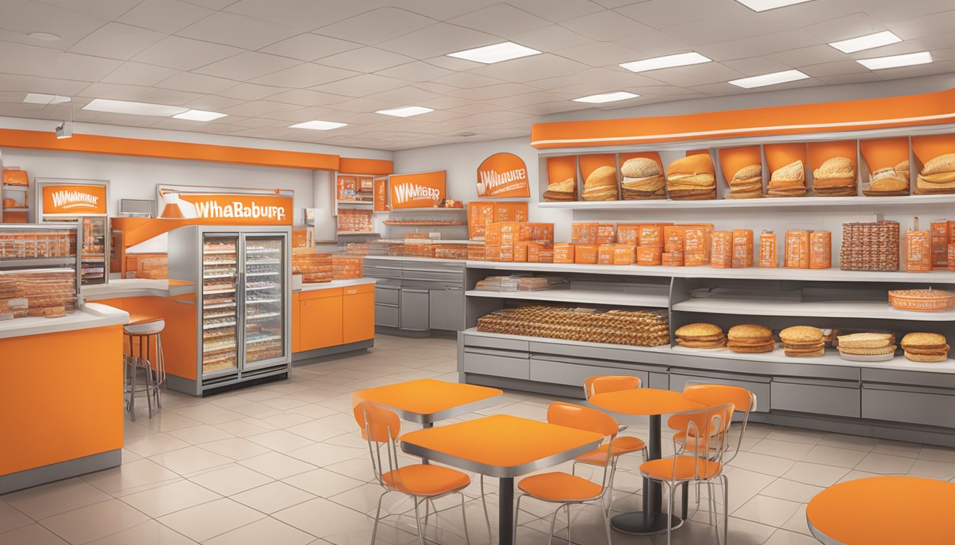 A table filled with Whataburger branded merchandise in a Houston store