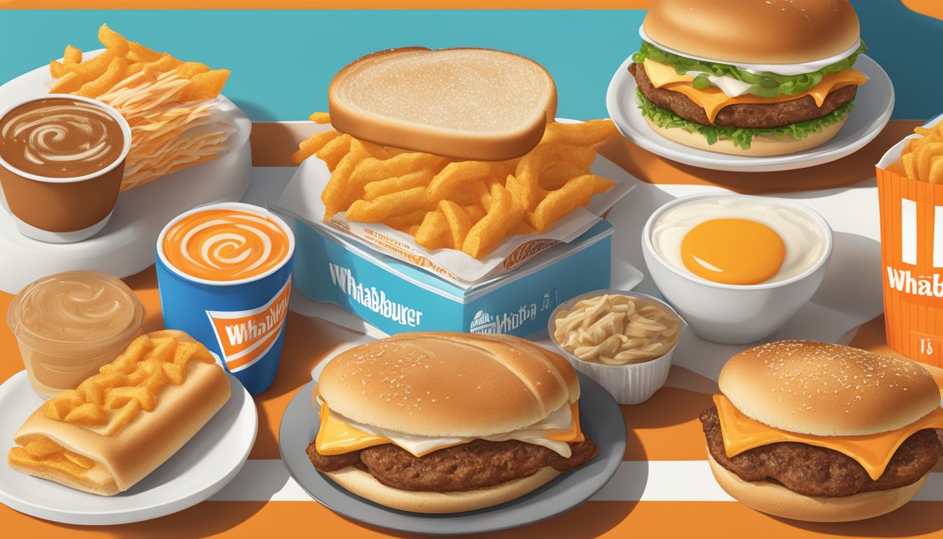 A colorful display of popular Whataburger breakfast items with corresponding prices