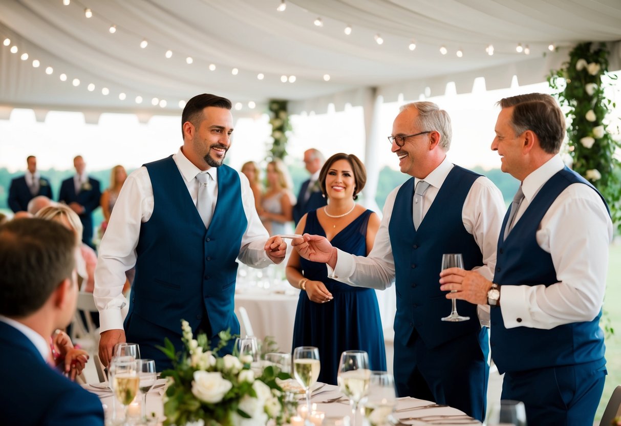 The groom's parents are responsible for organizing the rehearsal dinner and welcoming the bride's family