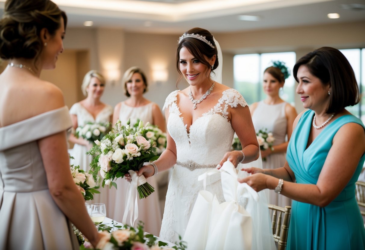 The mother of the bride is seen purchasing wedding attire, arranging floral decorations, and overseeing venue preparations for the upcoming wedding