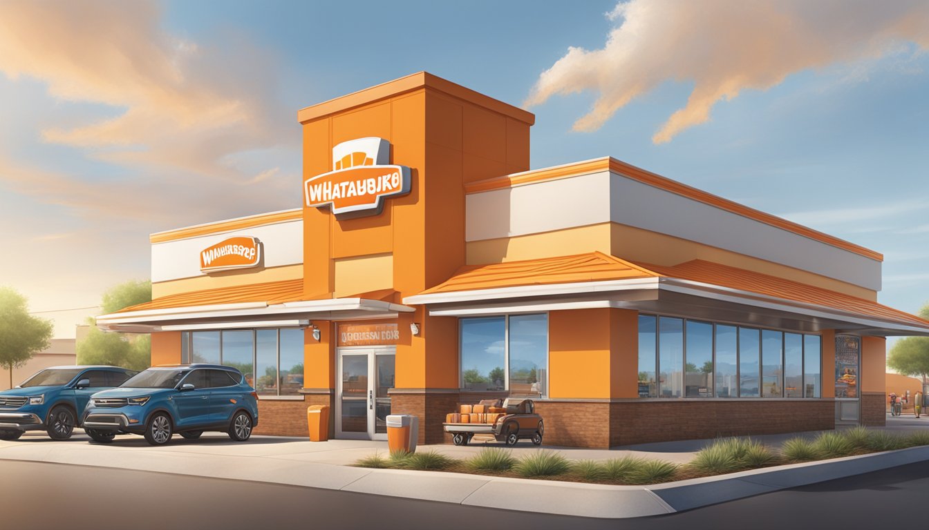 A bustling Whataburger in San Antonio, TX, with a drive-thru, outdoor seating, and easy access for all customers