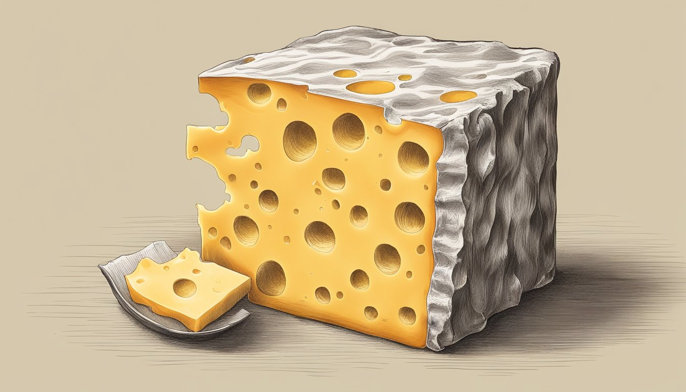 A block of Colby cheese slowly deteriorates over time, showing signs of aging and decay