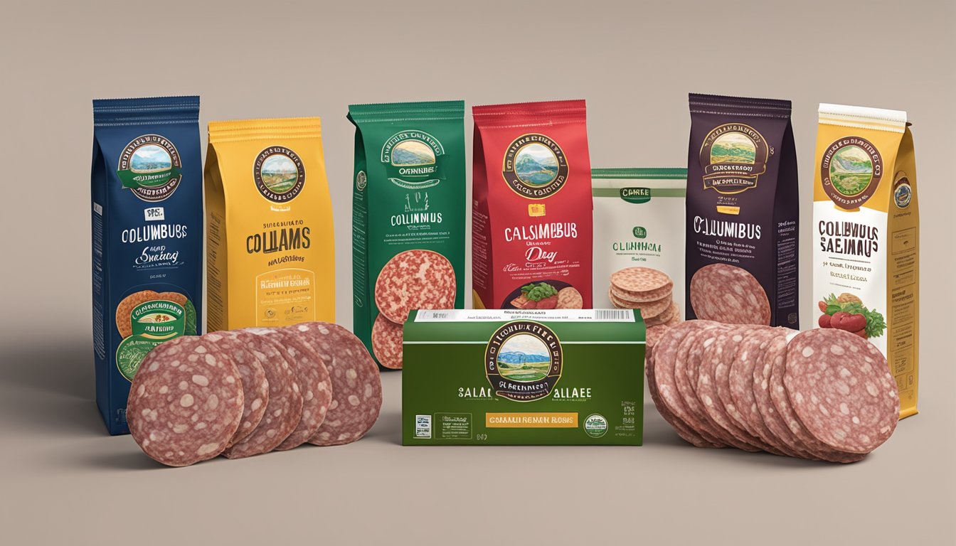 A package of Columbus Italian Dry Salame sits unopened on a kitchen counter next to a variety of alternative salami options