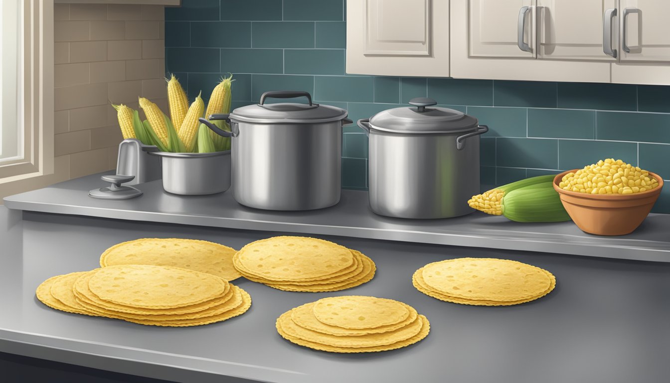 Fresh corn tortillas sit on a kitchen counter, gradually developing mold as time passes