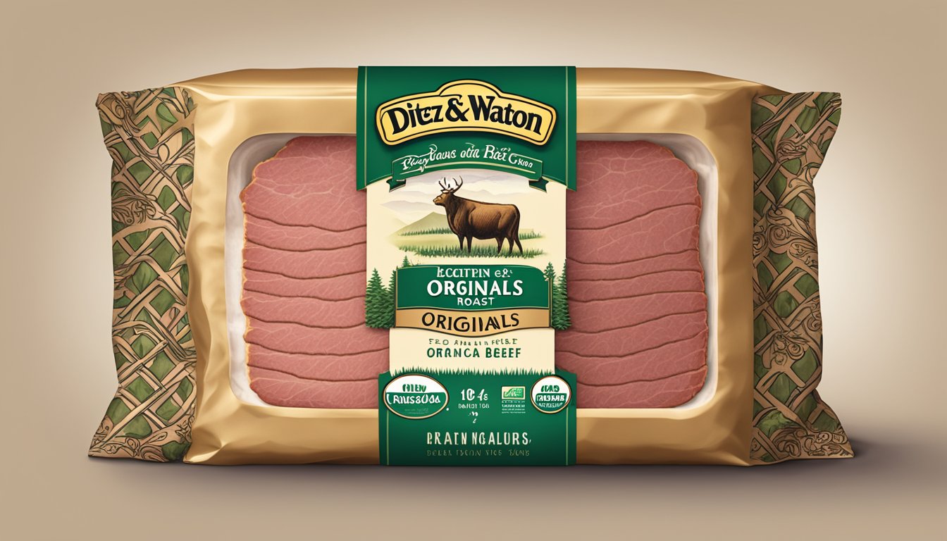 A package of Dietz & Watson Originals Organic Roast Beef with expiration date visible