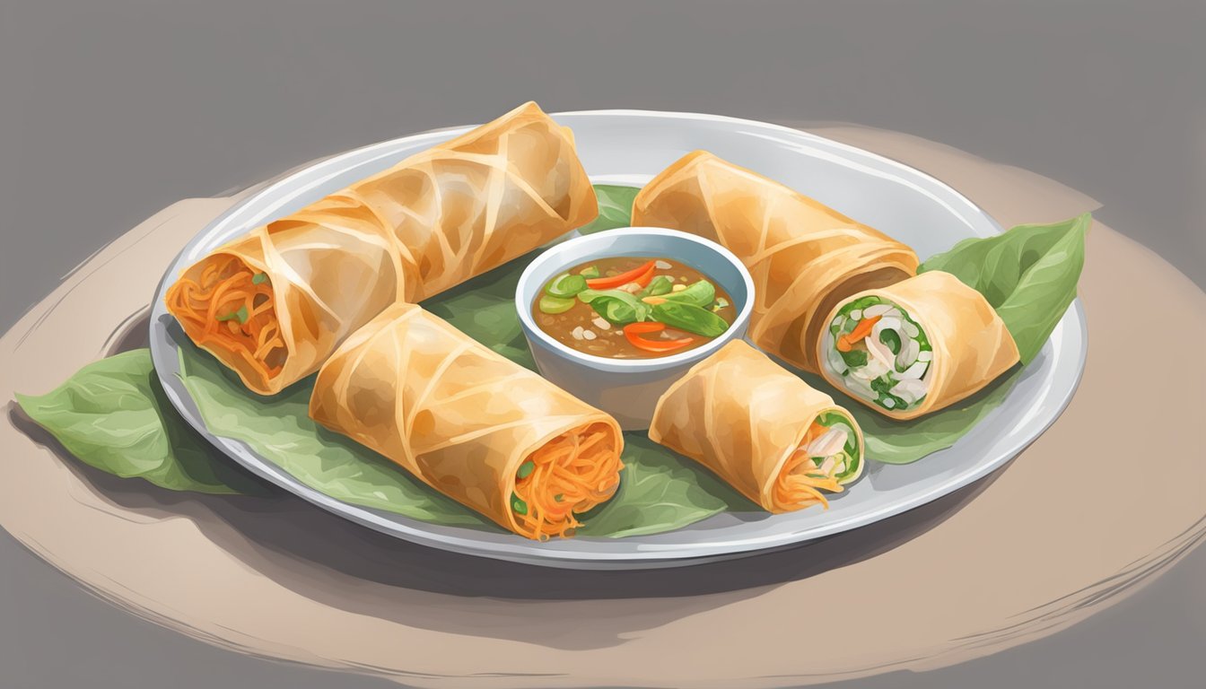 A plate of fresh spring rolls left out at room temperature, with visible signs of mold and discoloration