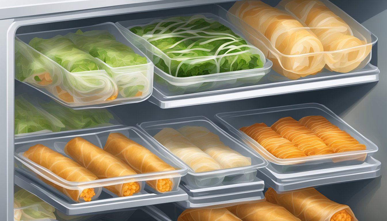 Fresh spring rolls stored in airtight container in the refrigerator for up to 2 days