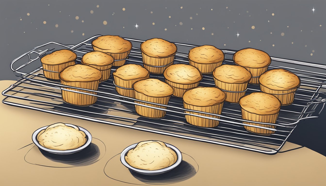 A tray of freshly baked soufflés cooling on a wire rack