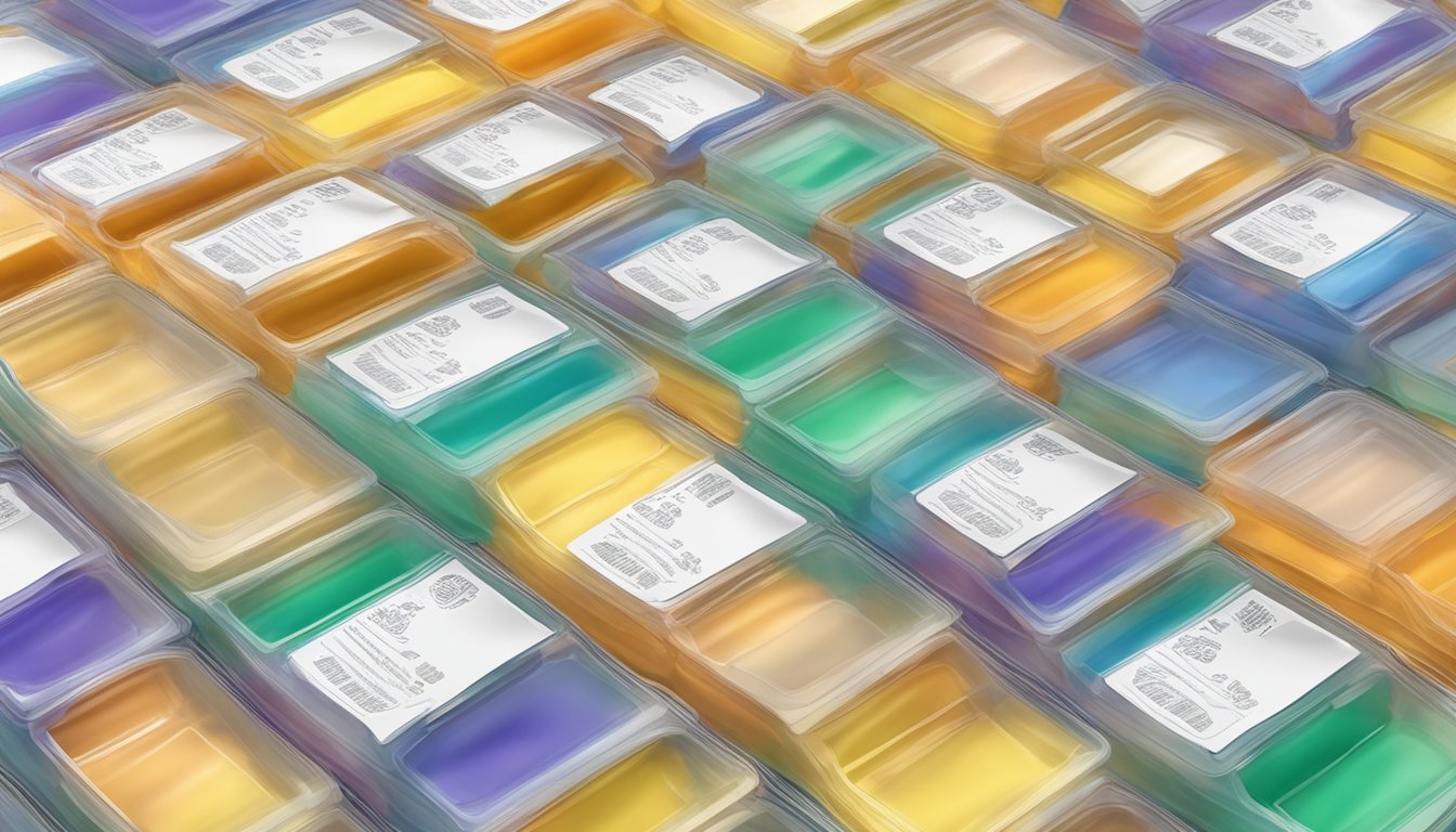 A stack of gelatin sheets neatly arranged in a sealed container with a labeled expiration date