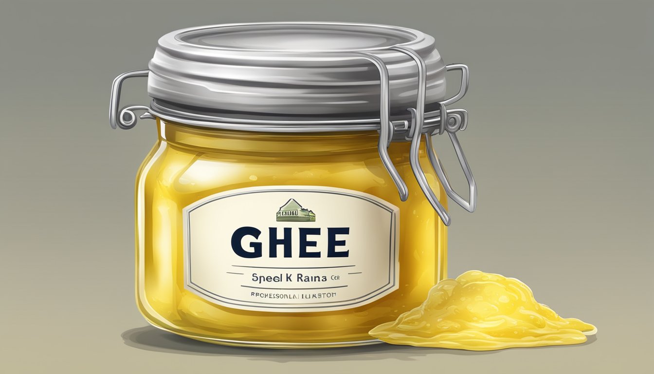 A jar of ghee with a visible layer of mold and a rancid smell