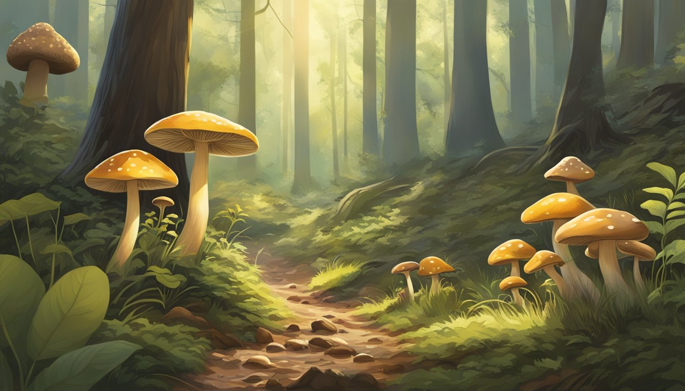 Mushrooms sprout in the sun-dappled forest, as eager hunters scour the underbrush in the southern plains region