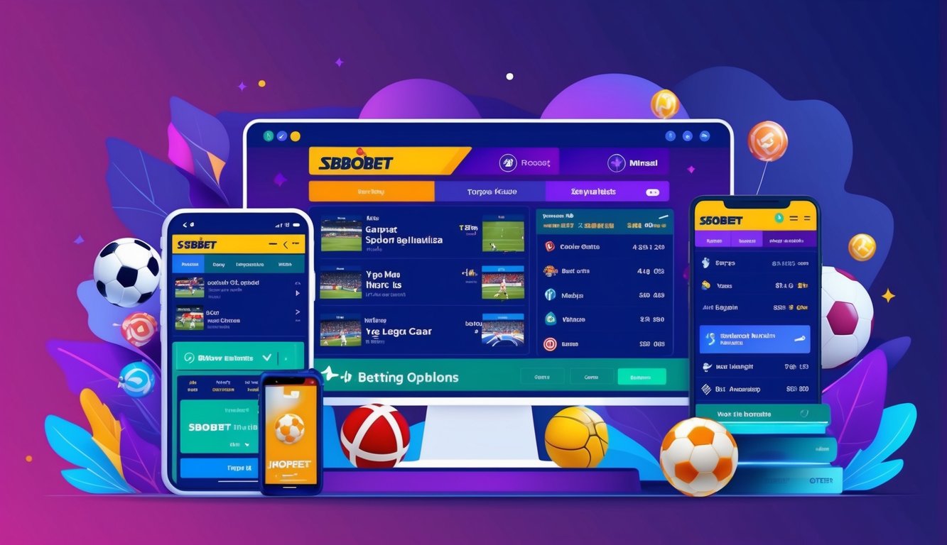 Antarmuka digital yang hidup menampilkan berbagai acara olahraga dan opsi taruhan di situs web Sbobet yang teratas