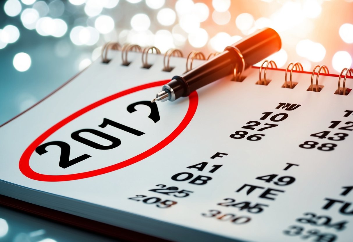 A calendar with the date two years in the future circled in red