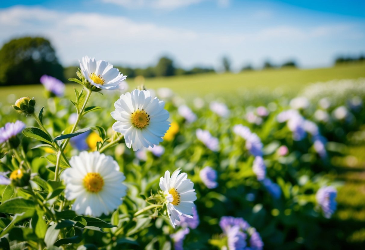 A beautiful countryside wedding in June, with blooming flowers and a clear blue sky
