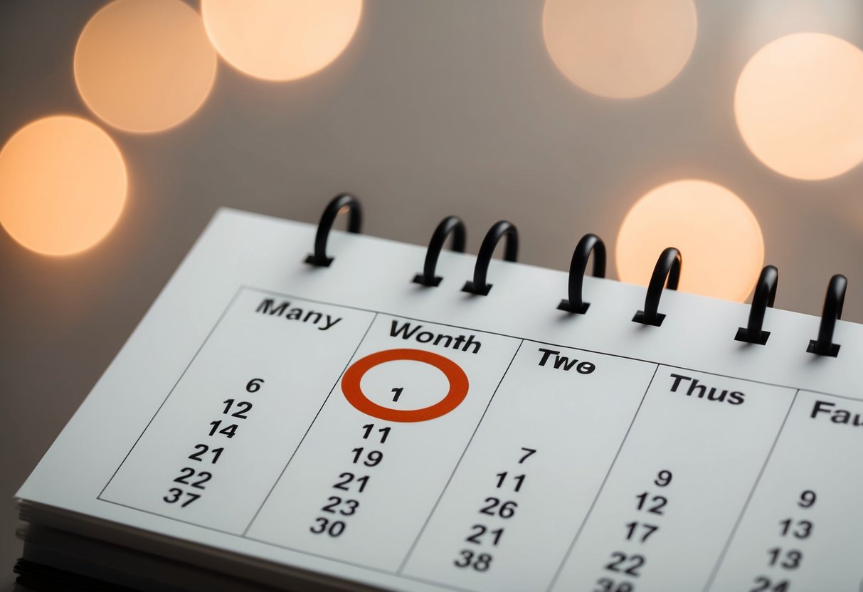 A calendar with a circle around a date two months in the past