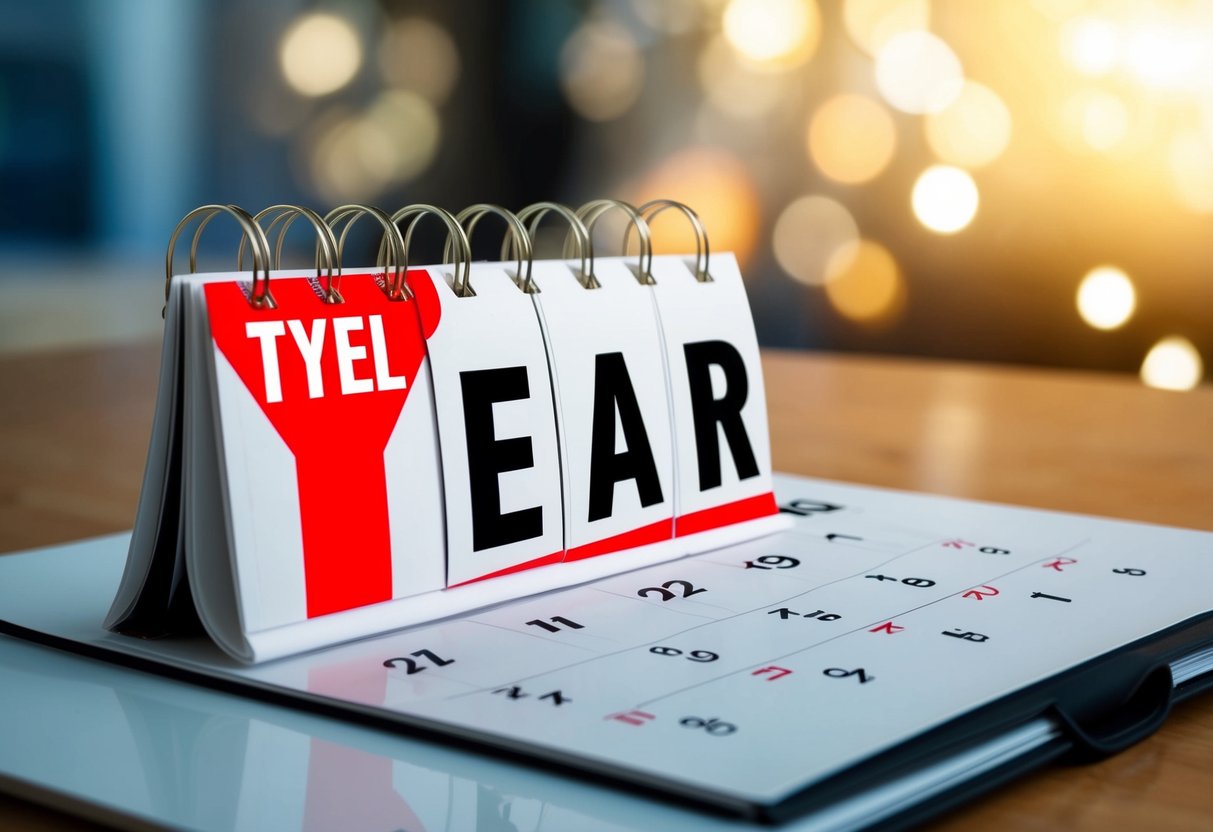 A calendar with one year marked in bold
