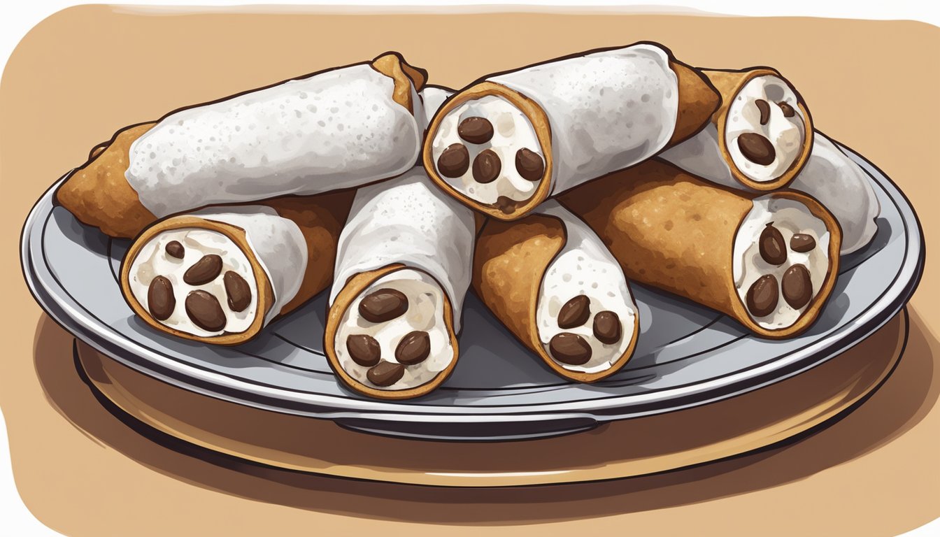 A plate of cannoli sitting on a wire rack in a warm oven