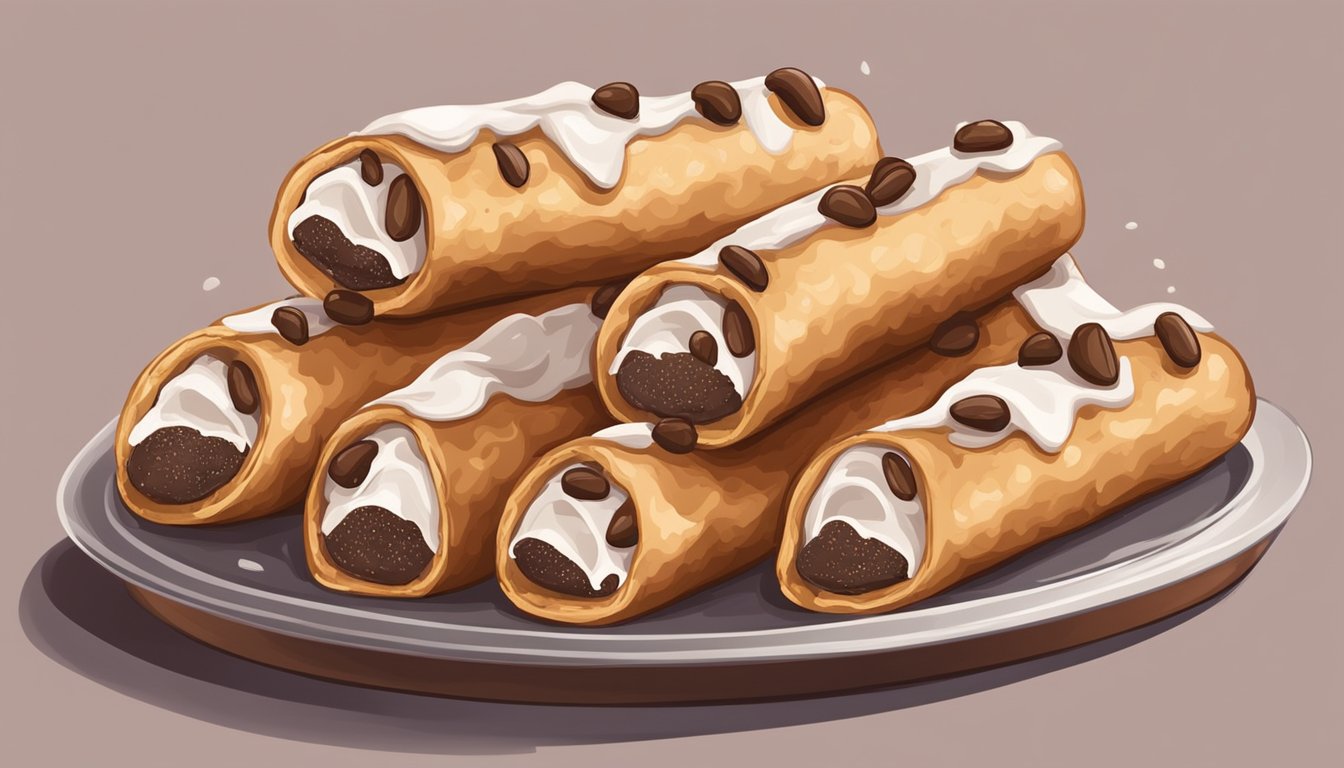 A plate of cannoli sits in a warm oven, the sweet aroma of the pastry filling the air