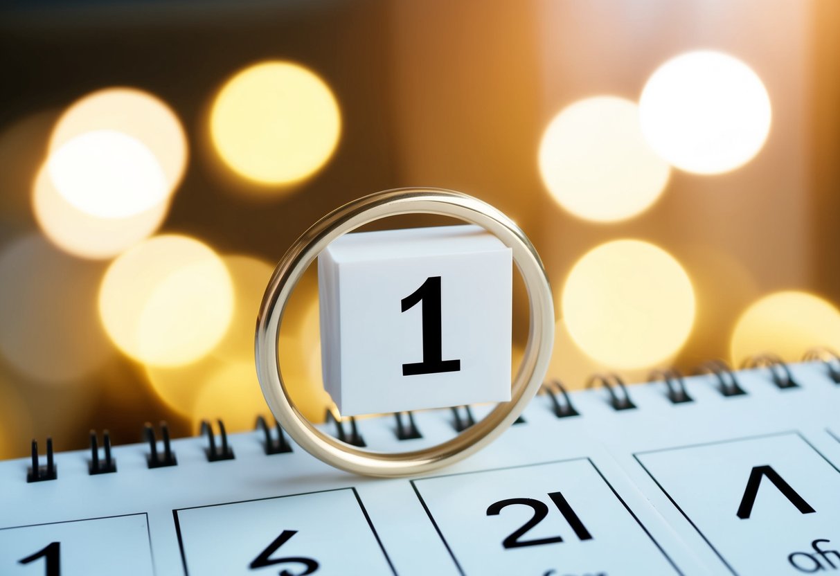 A calendar with a ring marking a date 1 year in the future